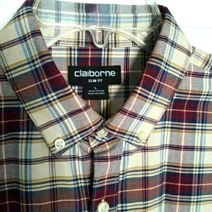 Claiborne Mens Plaid Shirt